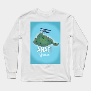 Anafi Island Greece travel poster map print. Long Sleeve T-Shirt